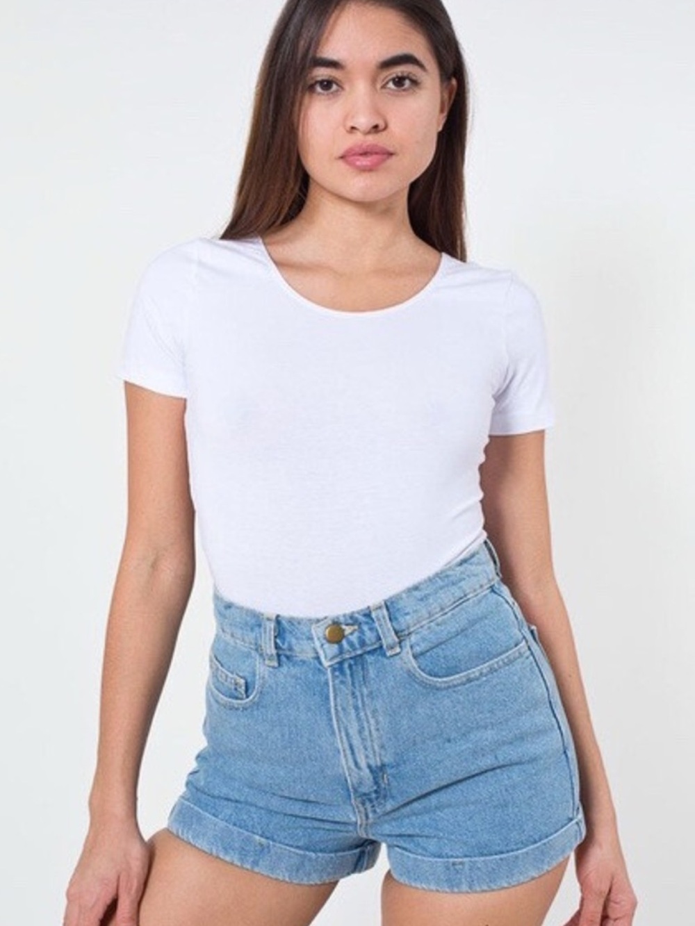 American Apparel Light Blue High-Rise Denim Shorts